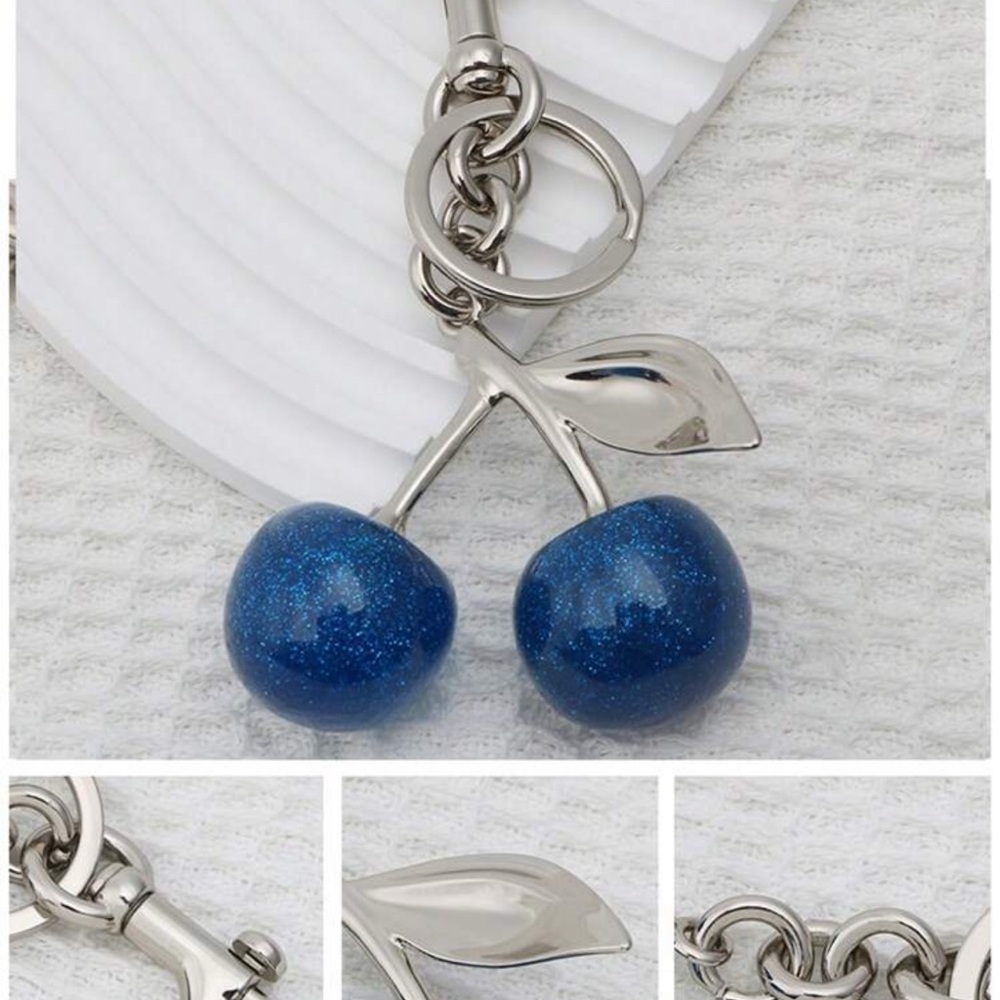 ⨠Blue Glitter Cherry Bag Charm NWT